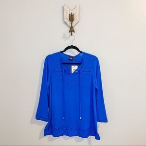 NWT Rafaella Royal Blue Blouse Size M